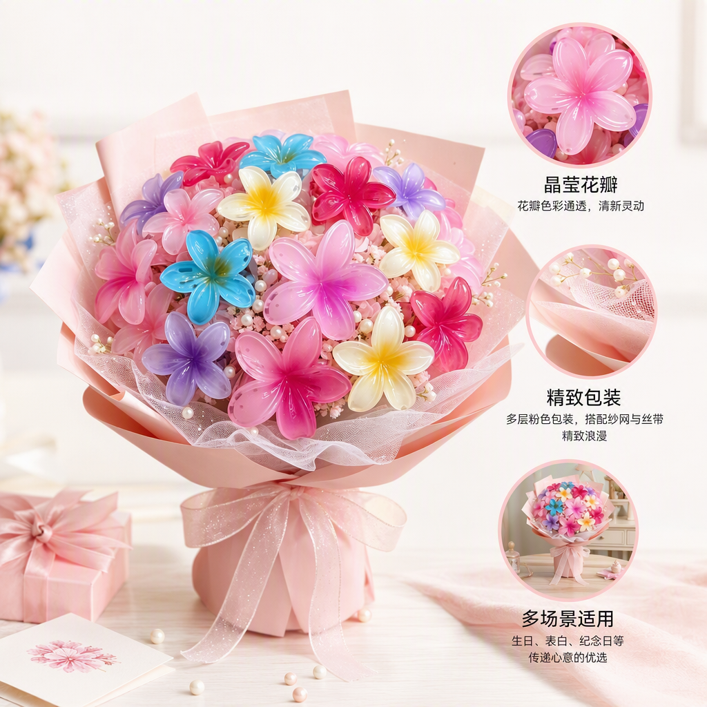 多彩玻璃花束手工艺品创意装饰艺术摆件家庭客厅桌面装饰品