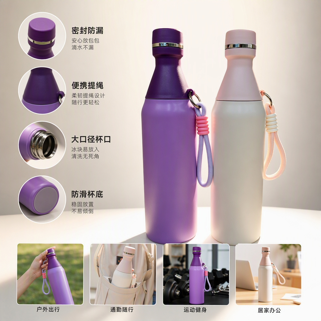 Gradient color water cup, purple-pink creative ceramic portable drinking cup, student couple style, fashionable and trendy gift