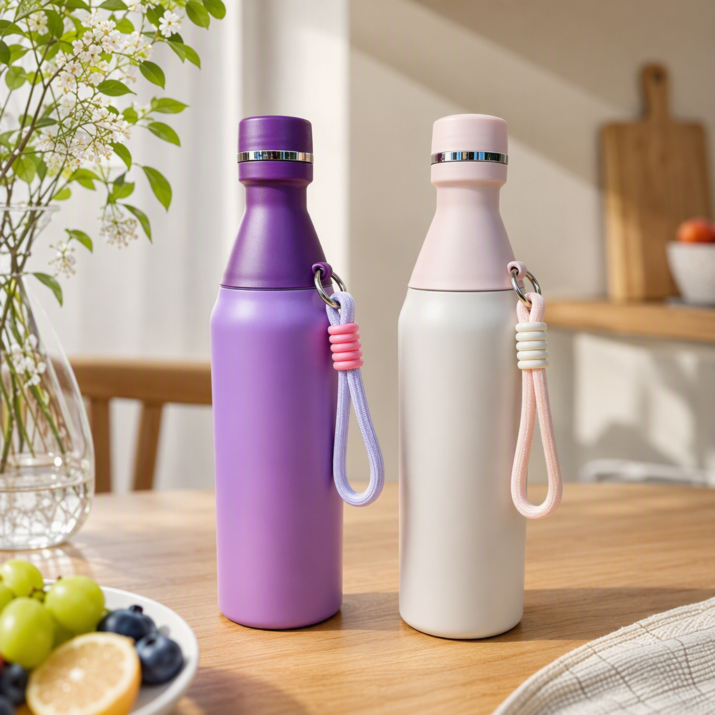 Gradient color water cup, purple-pink creative ceramic portable drinking cup, student couple style, fashionable and trendy gift details Picture