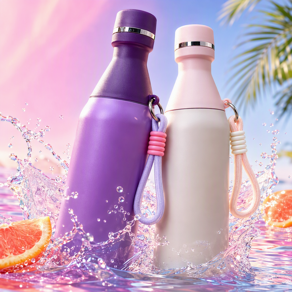 Gradient color water cup, purple-pink creative ceramic portable drinking cup, student couple style, fashionable and trendy gift Specification image