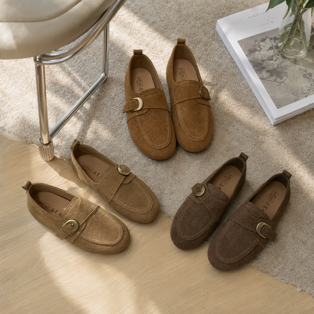 Fashionable and casual brown suede loafers, comfortable and versatile men's leather shoes, a trendy style details Picture