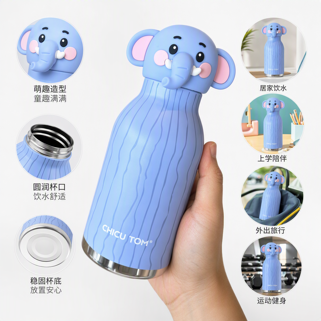 Blue elephant ceramic water cup, cat mug, custom logo, creative and personalized tea cup gift details Picture