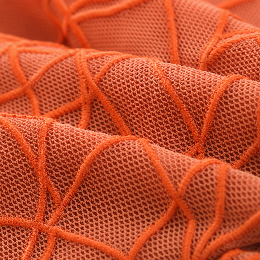 Fashionable orange spider web pattern knitted fabric, comfortable, breathable and casual clothing fabric material Application Scenario