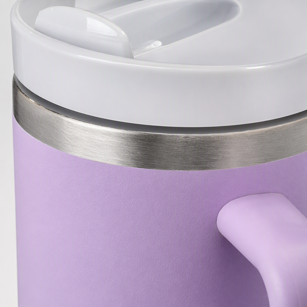 Creative insulated cup, large capacity, portable and fashionable, light purple stainless steel thermos, essential for students' outdoor trips Application Scenario