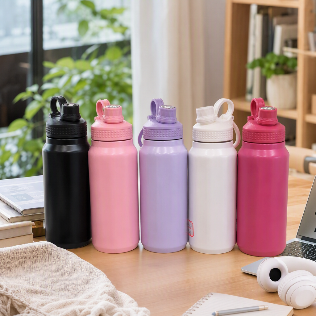 Creative colored insulated water cup, portable heat-resistant student sports water bottle, colorful rainbow model, capacity 350ml details Picture