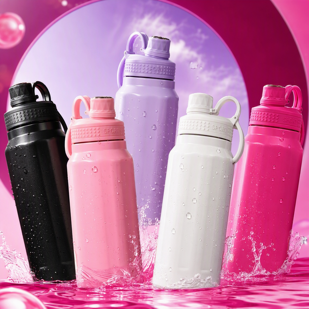 Creative colored insulated water cup, portable heat-resistant student sports water bottle, colorful rainbow model, capacity 350ml Specification image