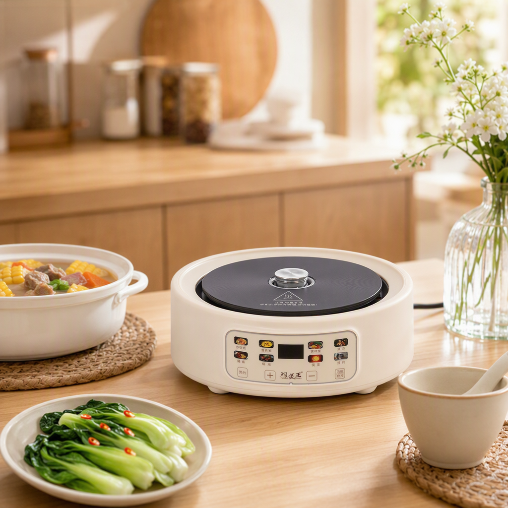 Multi-functional off-white electric hot pot, a household rice cooker that integrates steaming and cooking, features intelligent temperature control, is durable and a must-have for the kitchen details Picture