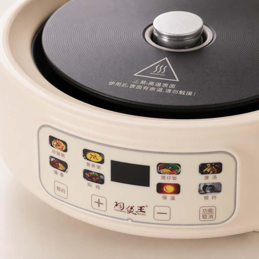 Multi-functional off-white electric hot pot, a household rice cooker that integrates steaming and cooking, features intelligent temperature control, is durable and a must-have for the kitchen Application Scenario