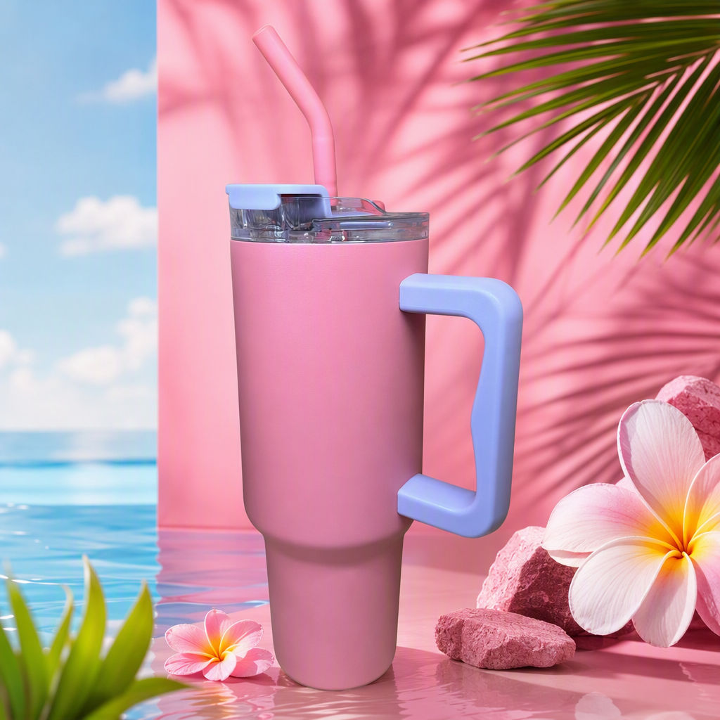 كأس ساخن وردي مزود بمقبض أرجواني مزود بهدايا مبتكرة من طلاب كأس ماء ساخن ساخن Specification image