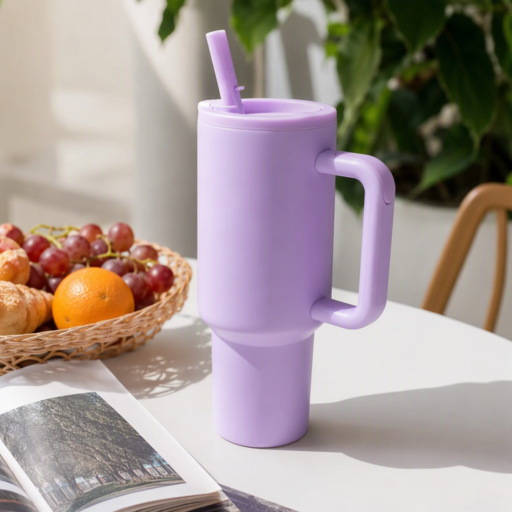 Creative purple insulated cup, large-capacity stainless steel portable insulated cold water cup, fashionable student outdoor sports equipment details Picture
