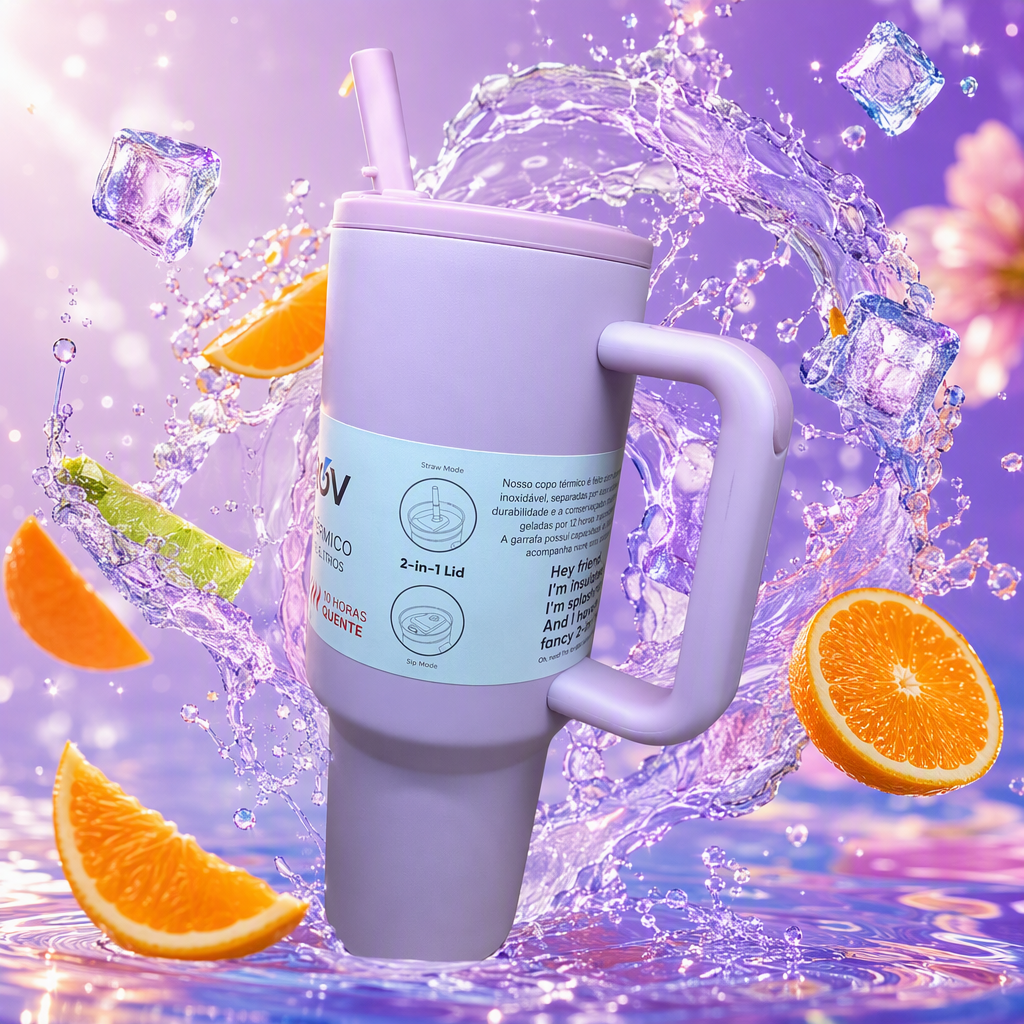 Creative purple insulated cup, large-capacity stainless steel portable insulated cold water cup, fashionable student outdoor sports equipment Specification image