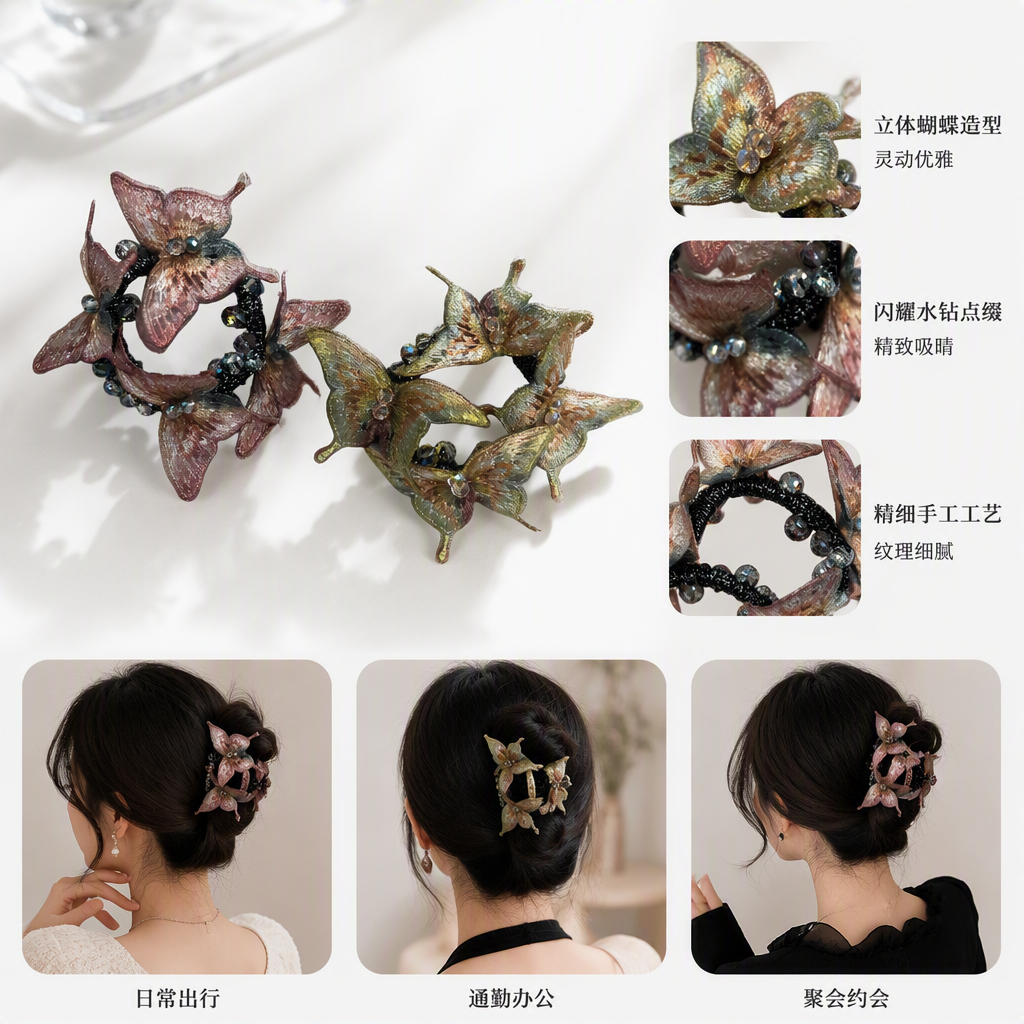 粉色金色蝴蝶装饰品手工摆件婚礼家居装饰创意礼品儿童房装饰品