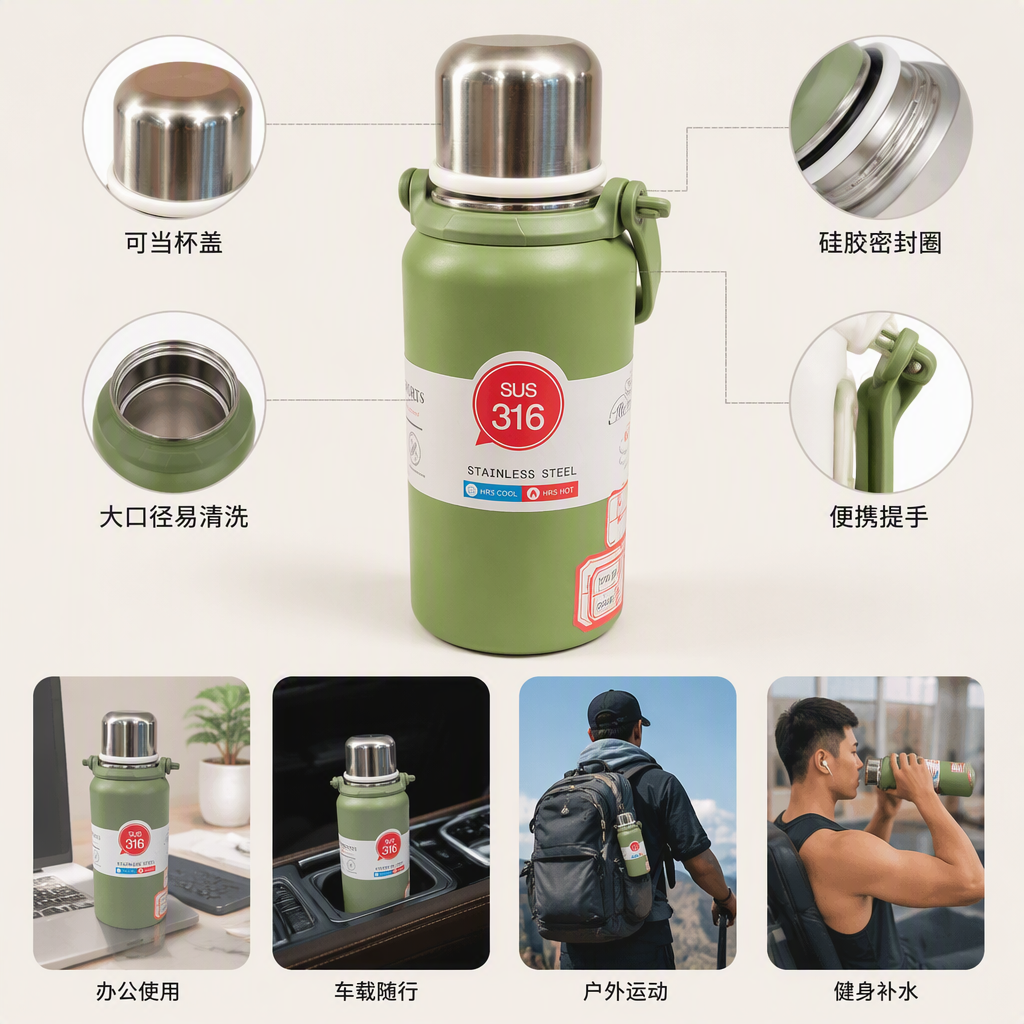 Colorful stainless steel insulated cups, large-capacity, portable and fashionable student outdoor sports water cups, gift items