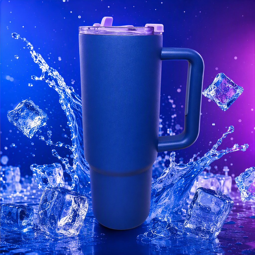 Stainless steel large-capacity portable insulated cup, leak-proof, fashionable blue student outdoor sports water bottle gift Specification image