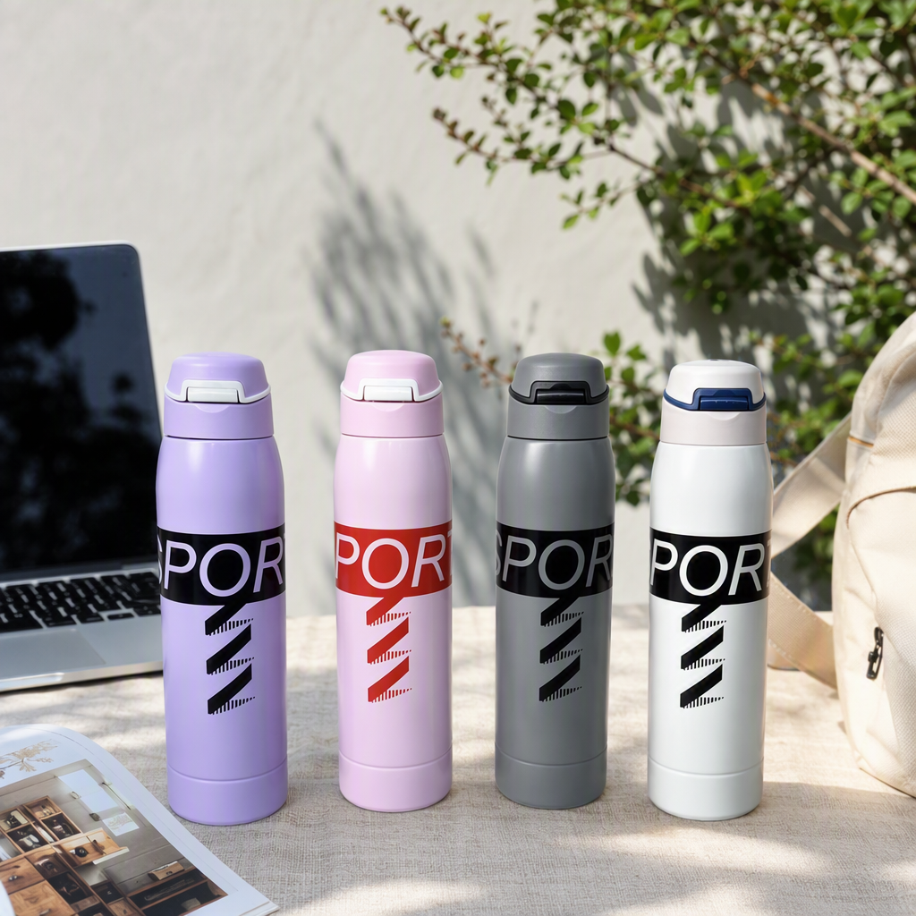 Four fashionable, portable and durable student outdoor sports water bottles and colorful water cup sets details Picture