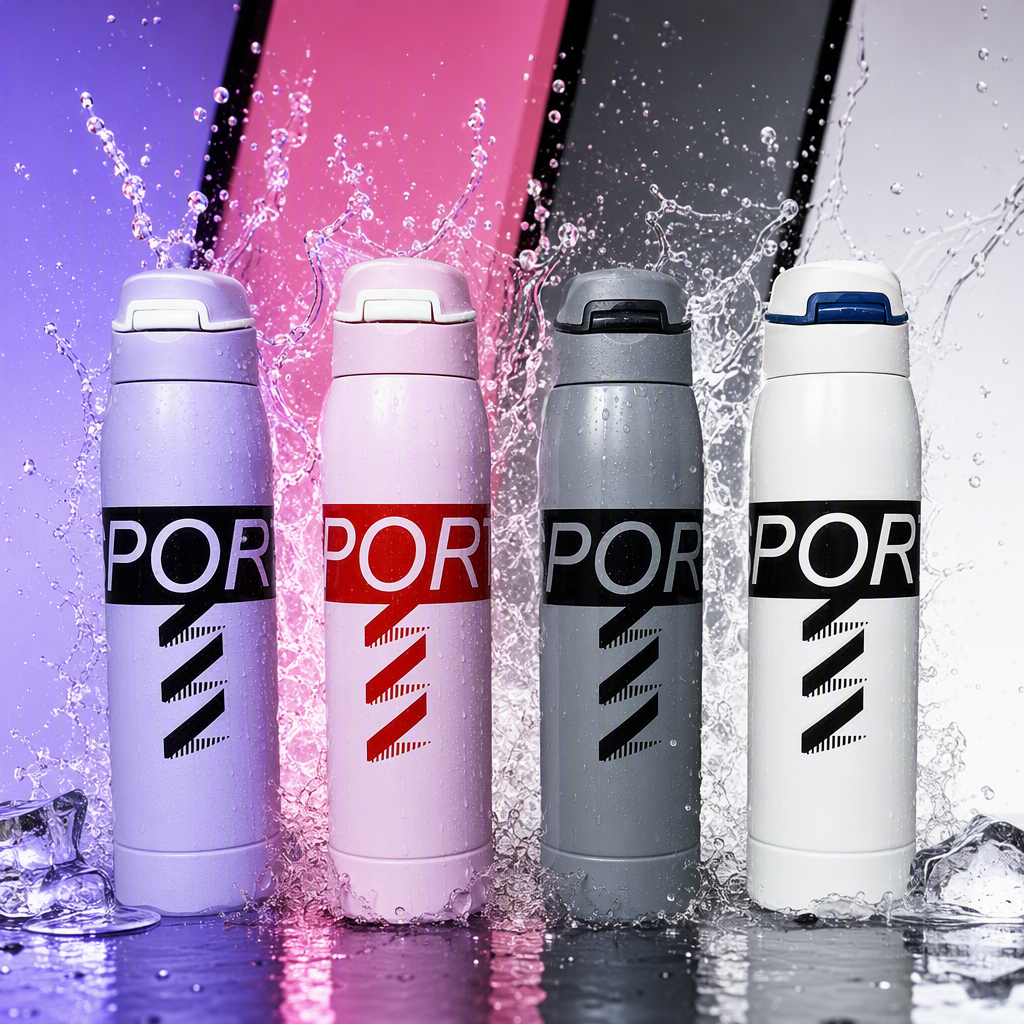Four fashionable, portable and durable student outdoor sports water bottles and colorful water cup sets Specification image