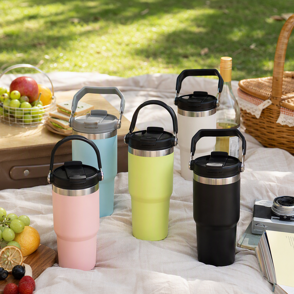 Colorful stainless steel insulated cup, portable student outdoor sports water cup, heat and cold preservation, large capacity for men and women details Picture