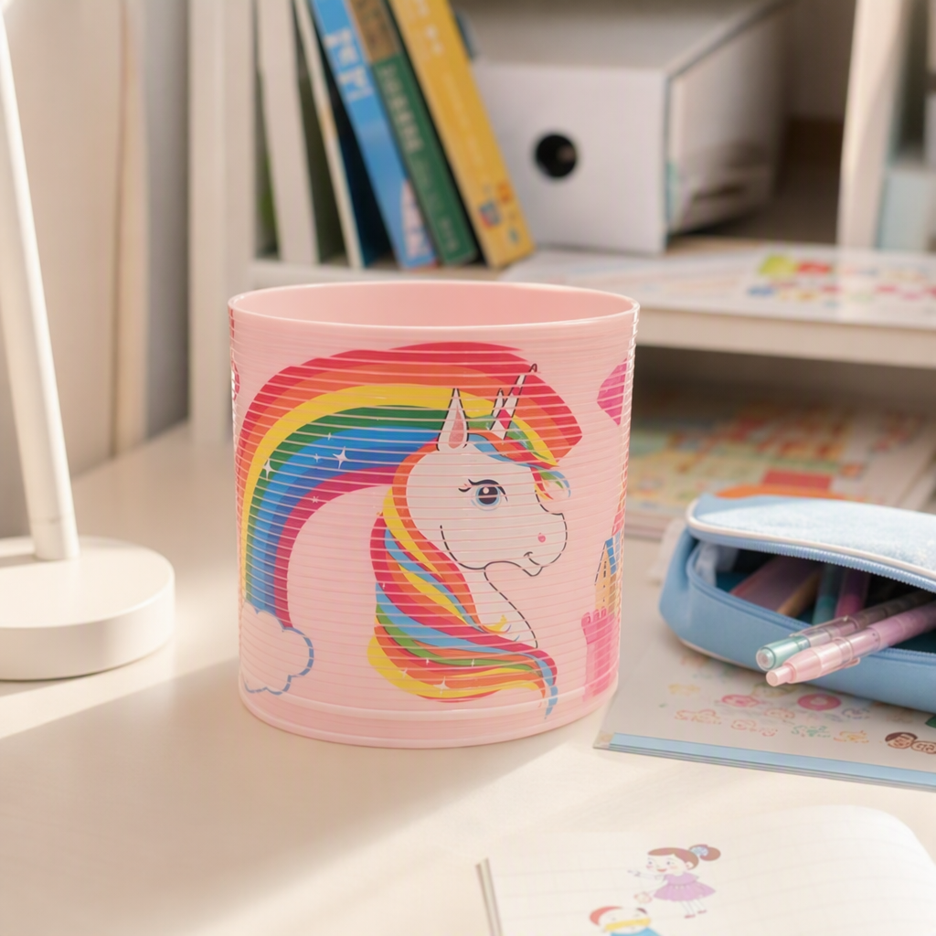 Dibujos animados unicornio arco iris círculo primavera juguete para niños descompresión círculo mágico stand de piso divertido elástico círculo pequeño regalo
