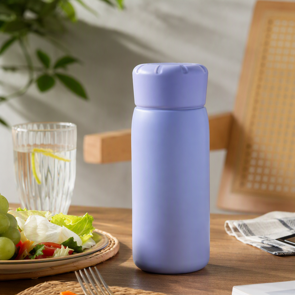 Purple portable insulated cup made of stainless steel with large capacity, warm and leak-proof, fashionable student outdoor travel product details Picture