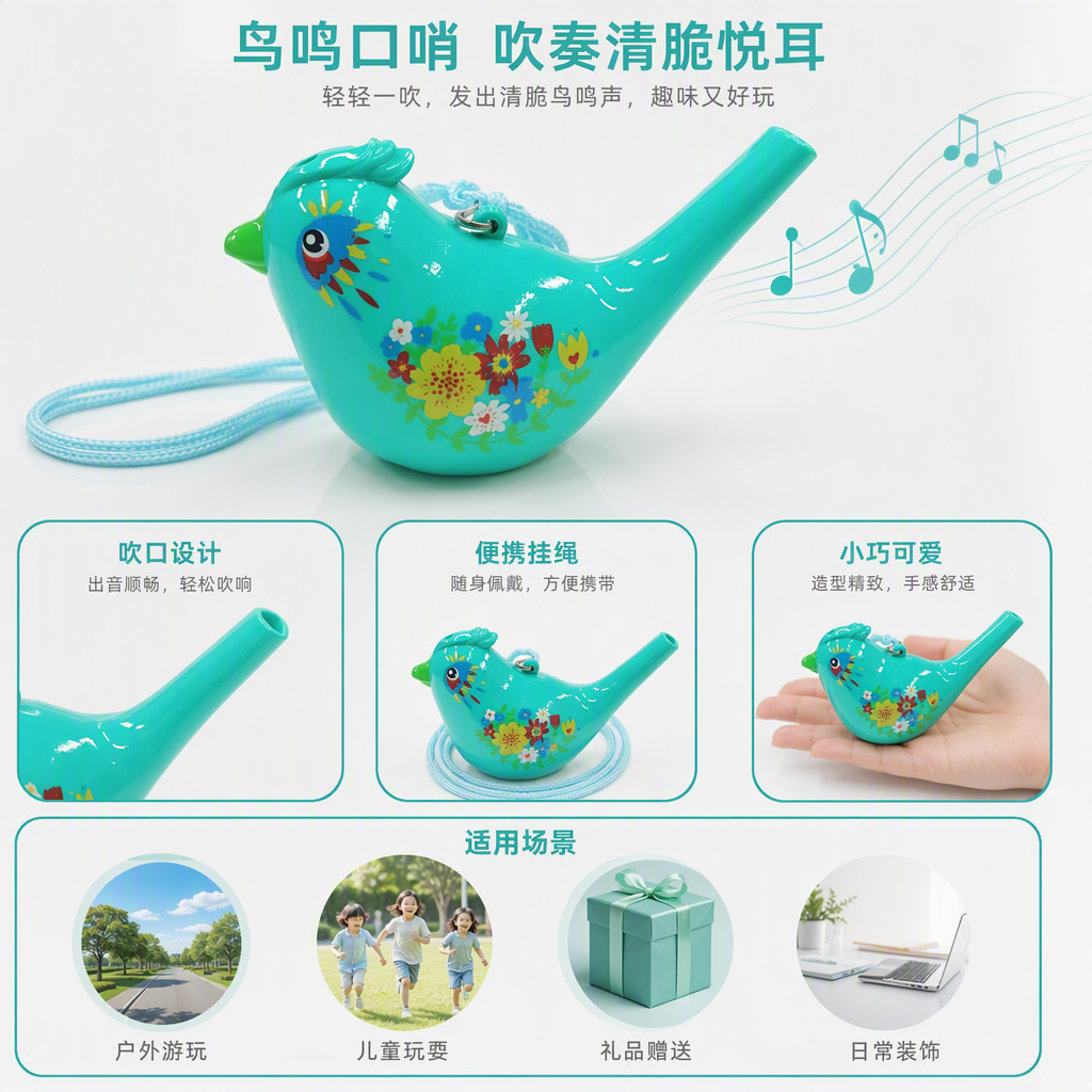Silbato de agua de pájaro de plástico sonando agua llenable animal silbato stand para niños pequeños juguetes de plástico divertidos details Picture