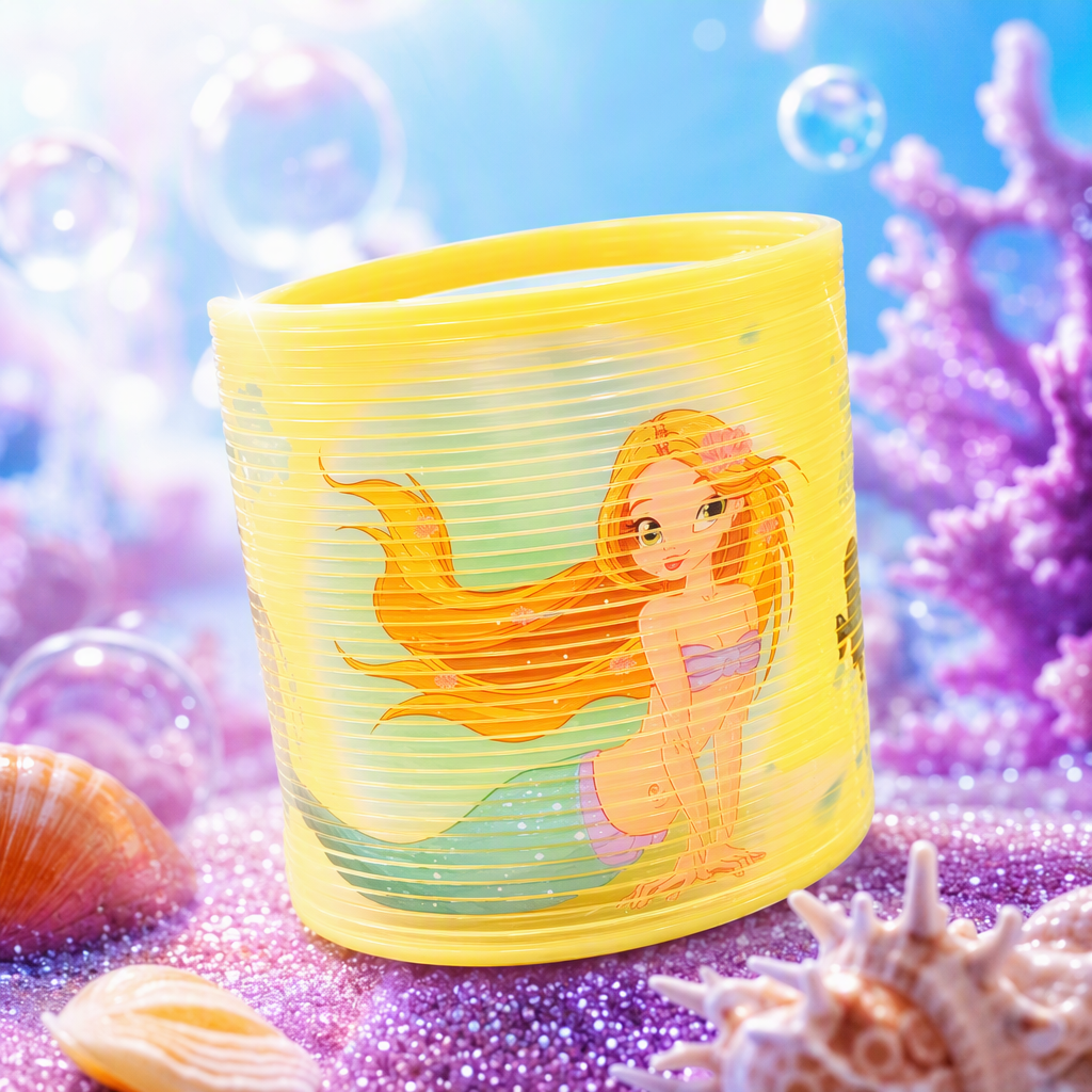 Dibujos animados sirena arco iris anillo primavera juguete para niños descompresión anillo mágico stand de piso divertido anillo elástico pequeño regalo Specification image