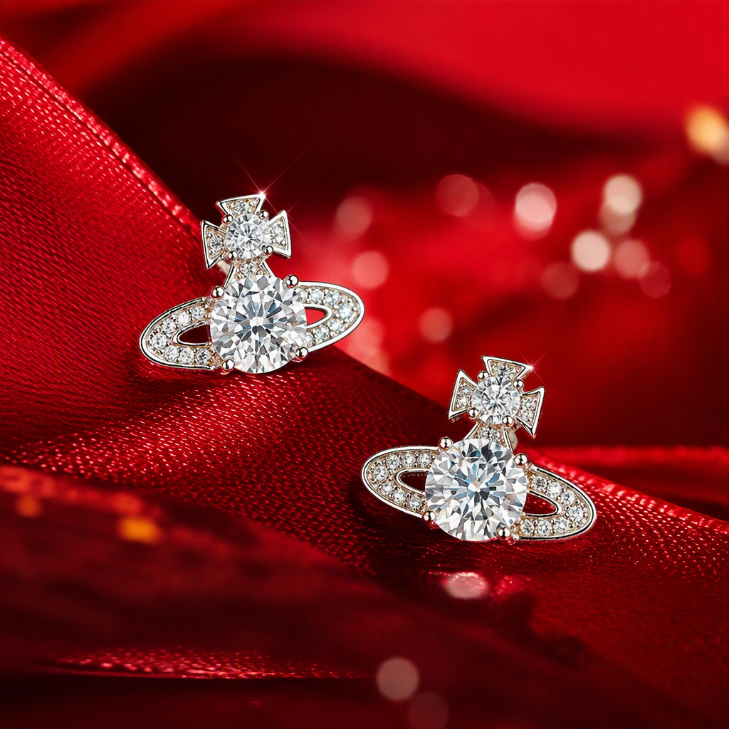 Shining silver diamond-encrusted stud earrings, simple and fashionable earrings, a versatile accessory for women's charm, and a gift accessory Specification image
