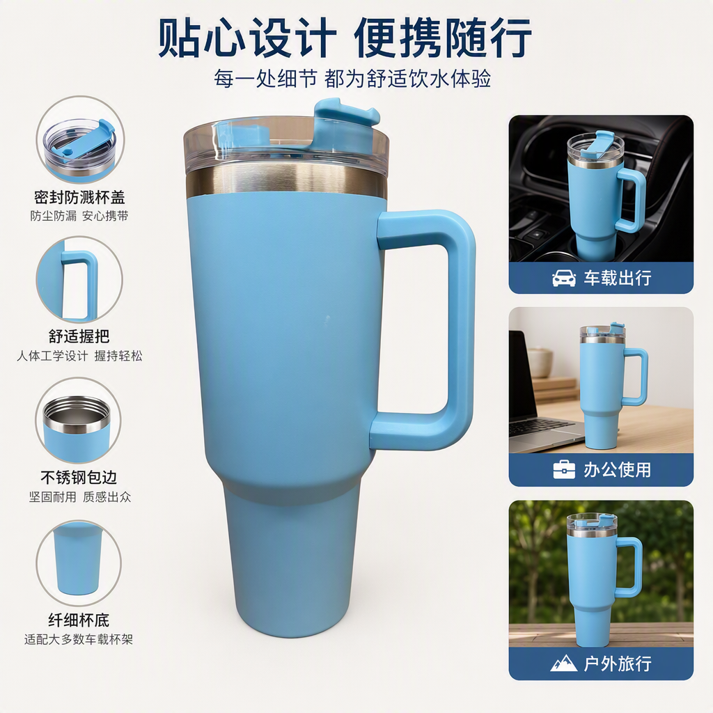 Taza de aislamiento portátil de gran capacidad tazas de agua de acero inoxidable para deportes estudiantiles al aire libre azul claro termo para mantener caliente y frío tazas de té Taza de aislamiento portátil de gran capacidad tazas de agua de acero inoxidable para deportes estudiantiles al aire libre azul claro termo para mantener caliente y frío tazas de té