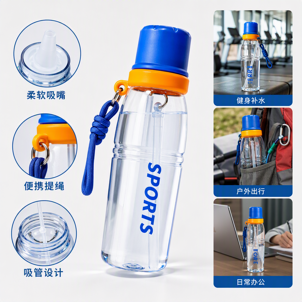 Colorful stainless steel sports water bottle, portable spray water cup, sports water bottle, outdoor fitness water bottle, gourd-shaped new general merchandise full image