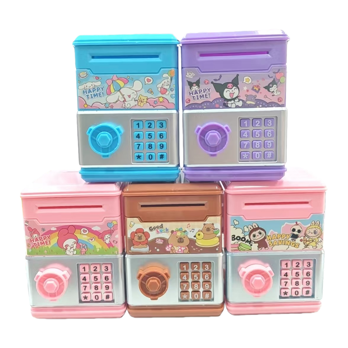 Cross-border cartoon children's piggy bank, password box, large-capacity simulation intelligent deposit machine, children's savings toy Item Picture