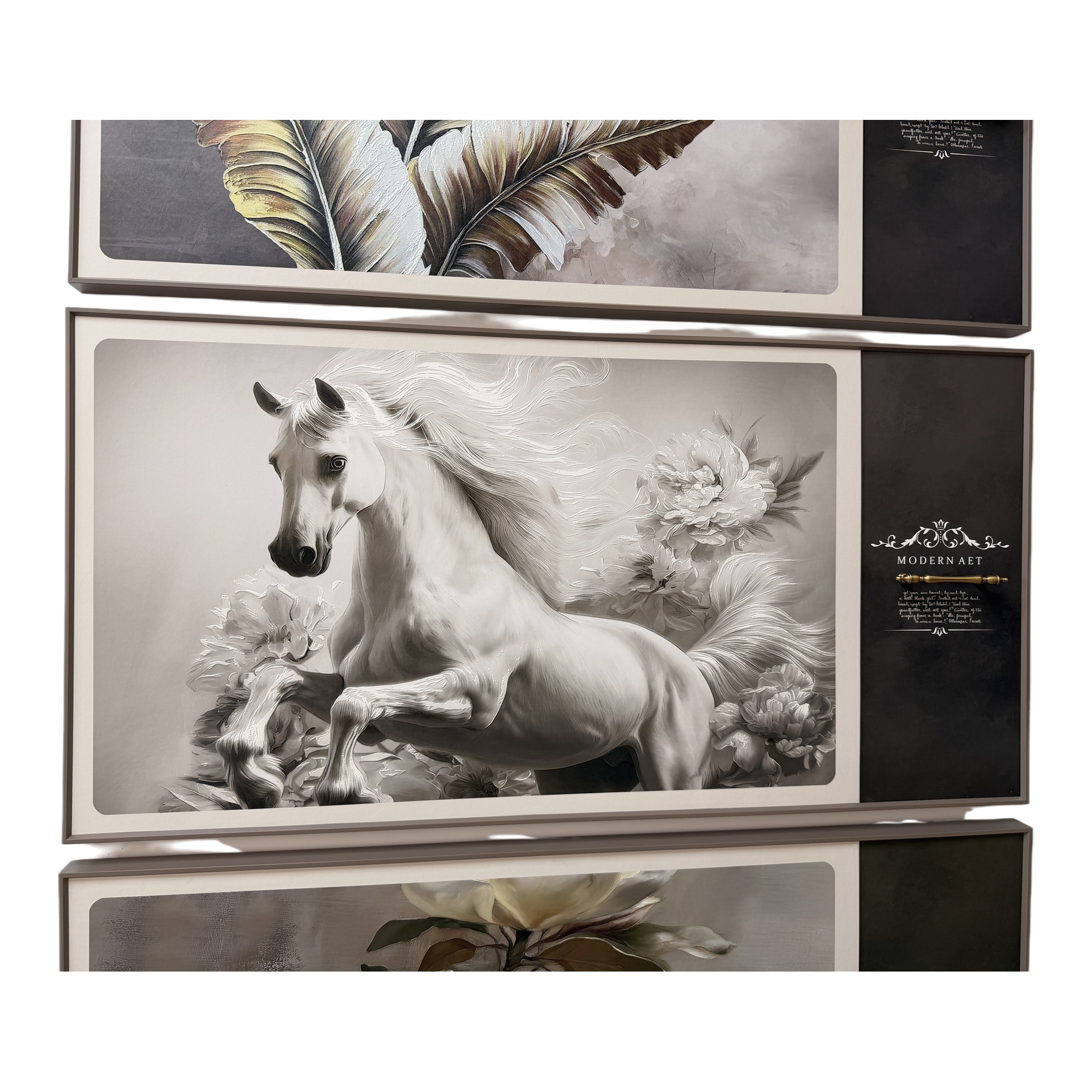 مجموعة من المنحوتات الفنية لحصان الخيل الأسود والأبيض Item Picture