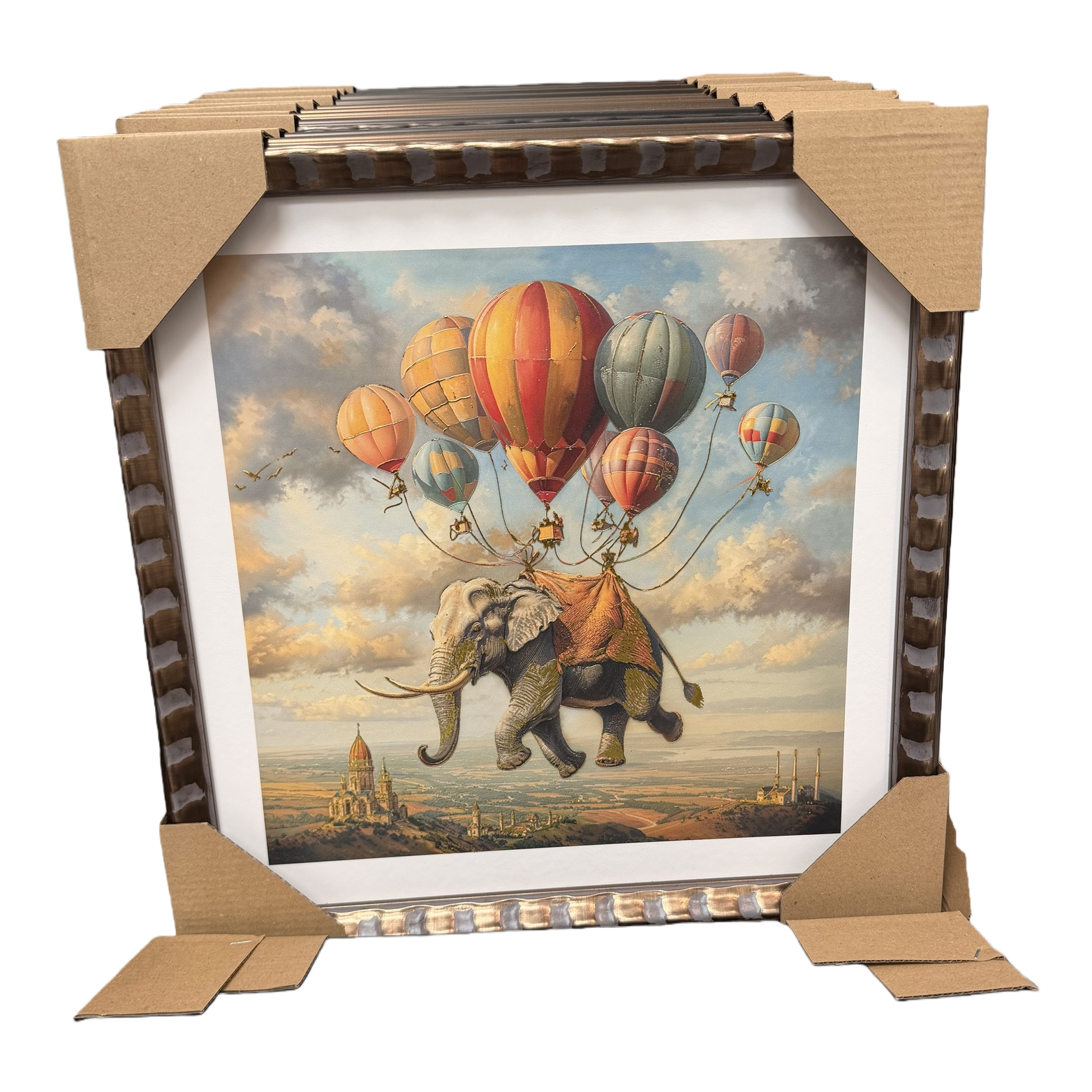 Creative colorful hot air balloon and elephant-themed mural for children's room cartoon decorative painting, warm and interesting artwork Item Picture