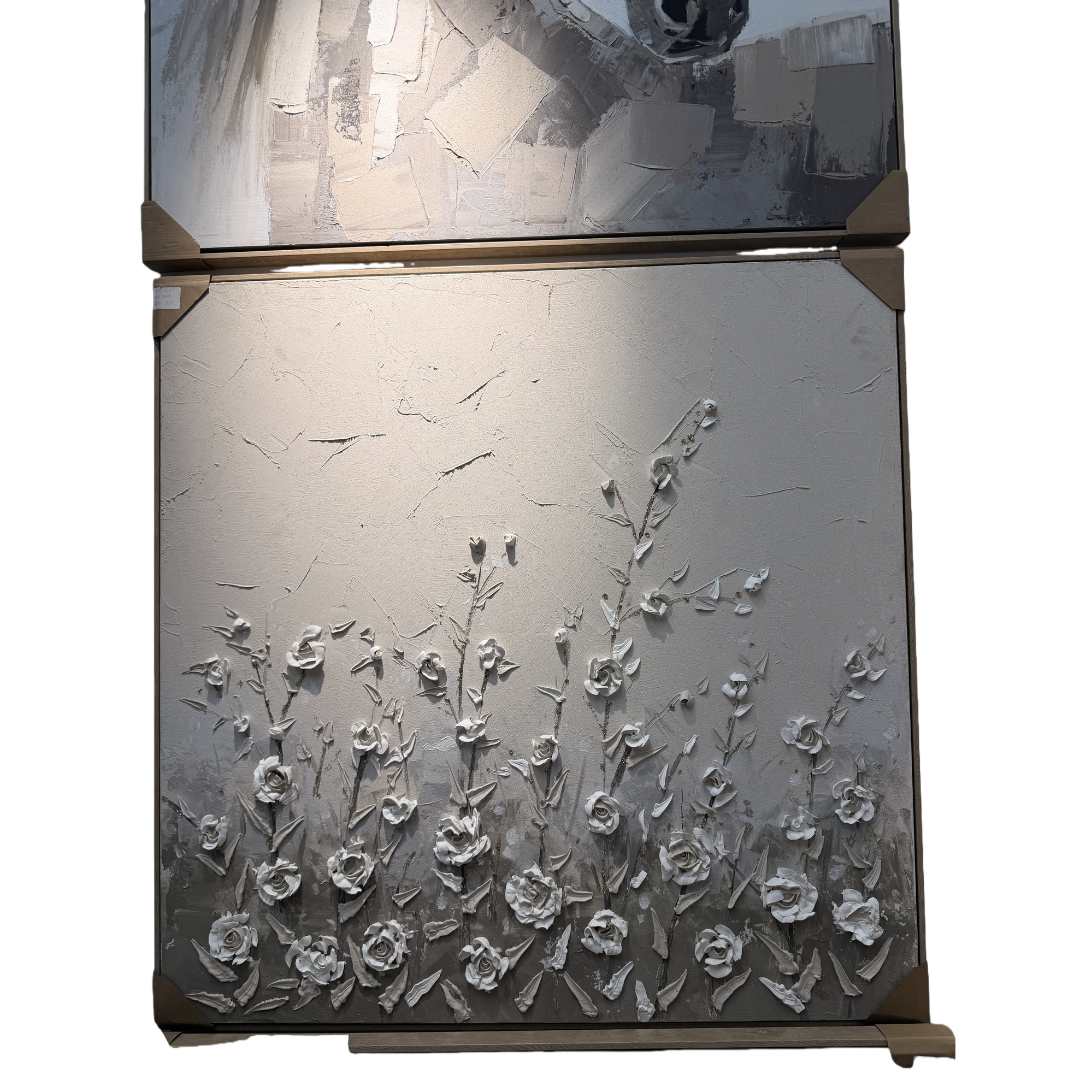 Modern and simple gray-white relief floral decorative paintings and mural-style decorative items for the living room, dining room and bedroom Item Picture
