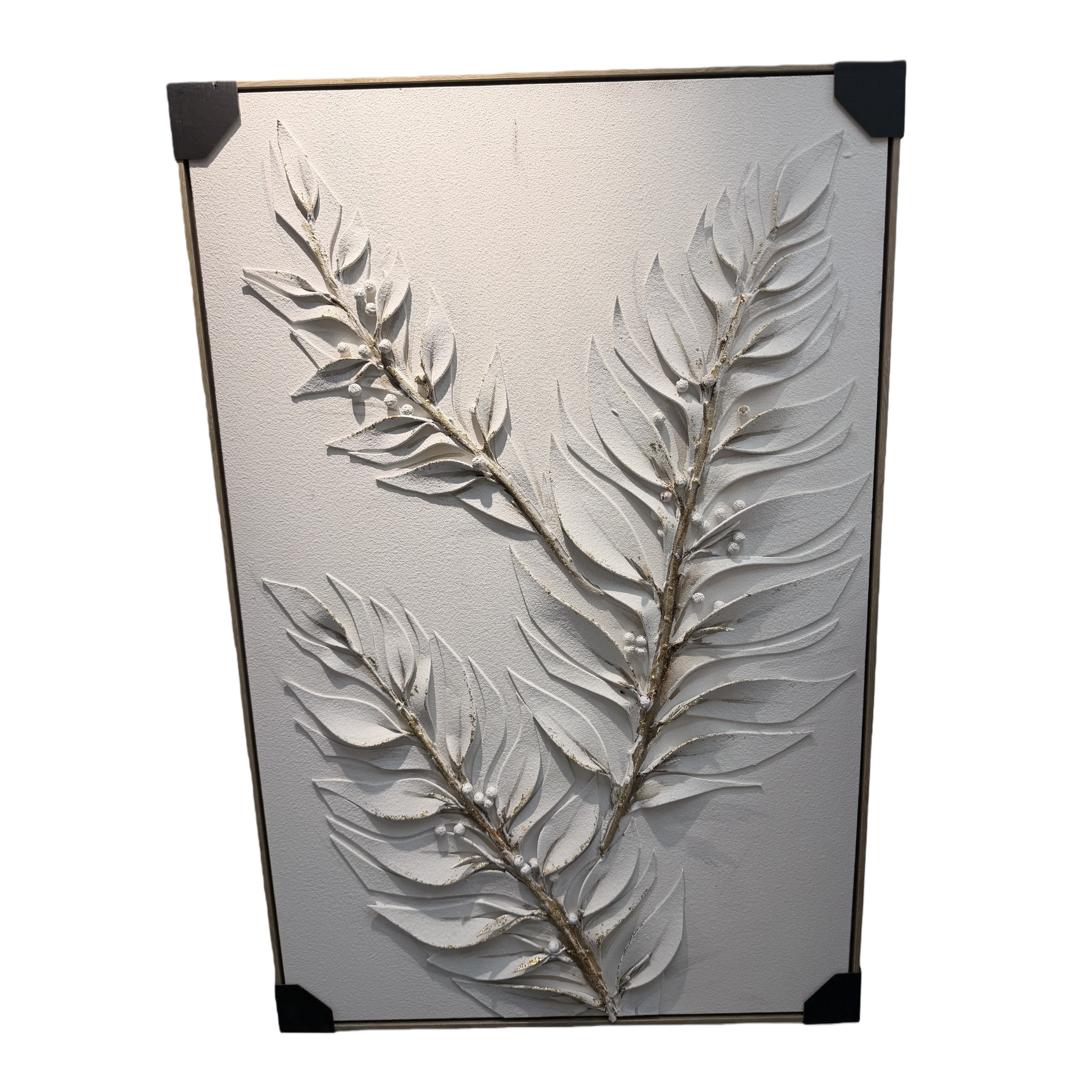 White relief leaf decorative painting, modern and simple living room background wall hanging art, creative decorative items Item Picture