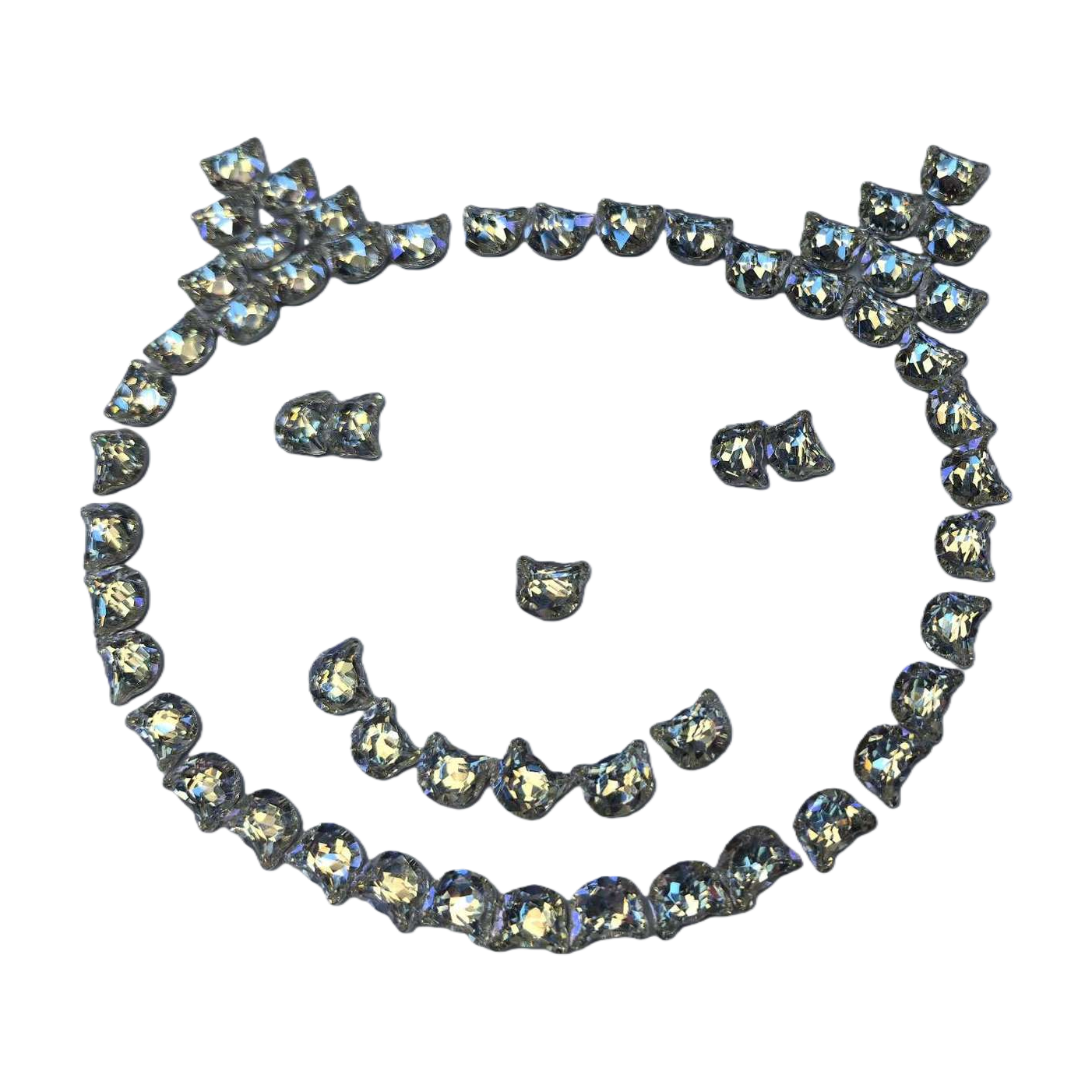 Shiny rhinestone cat ear-shaped jewelry in silver, cute and fun, versatile and fashionable accessories Item Picture