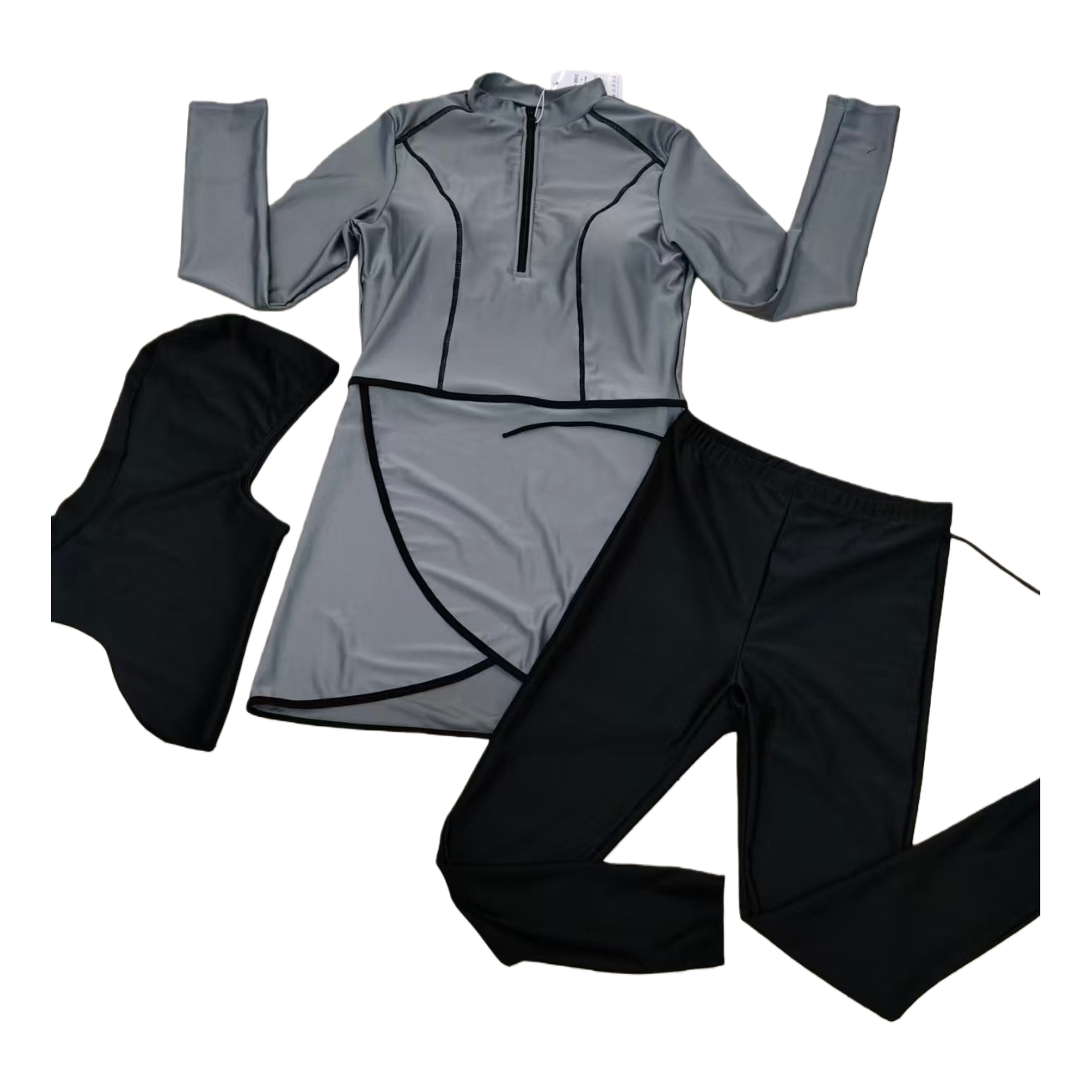 Moda patchwork sportswear hombres y mujeres primavera otoño suelto casual sportswear negro gris dos piezas sportswear Item Picture