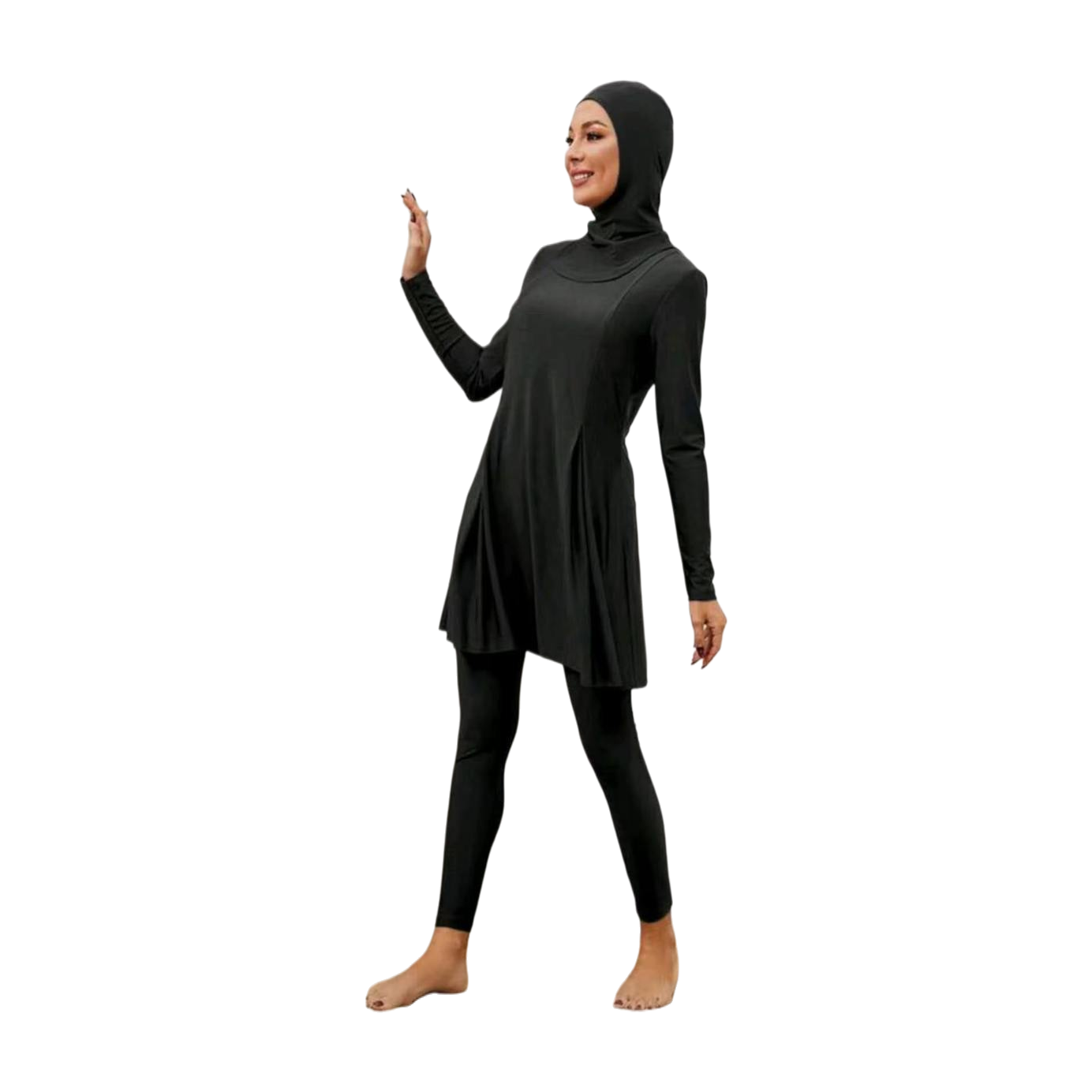ملابس سباحة سوداء مع عمامة للسباحة، ملابس سباحة مثيرة ورقيقة Item Picture