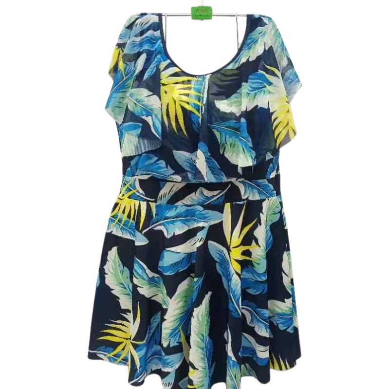 Tropical estampado vestido largo verano nuevo color patrón hoja casual falda suelta para las mujeres Item Picture