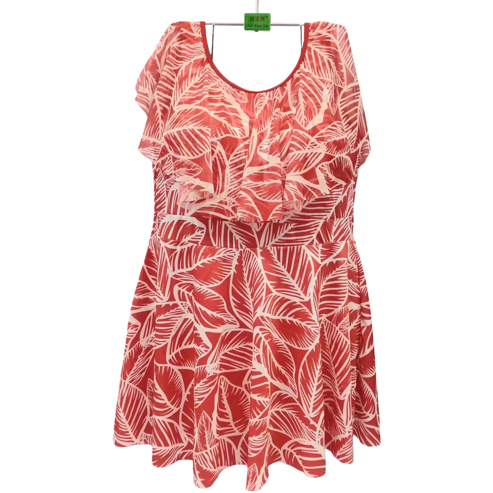 Moda impresa vestido largo verano nuevo elegante temperamento versátil slim rojo tropical hoja patrón vestido Item Picture
