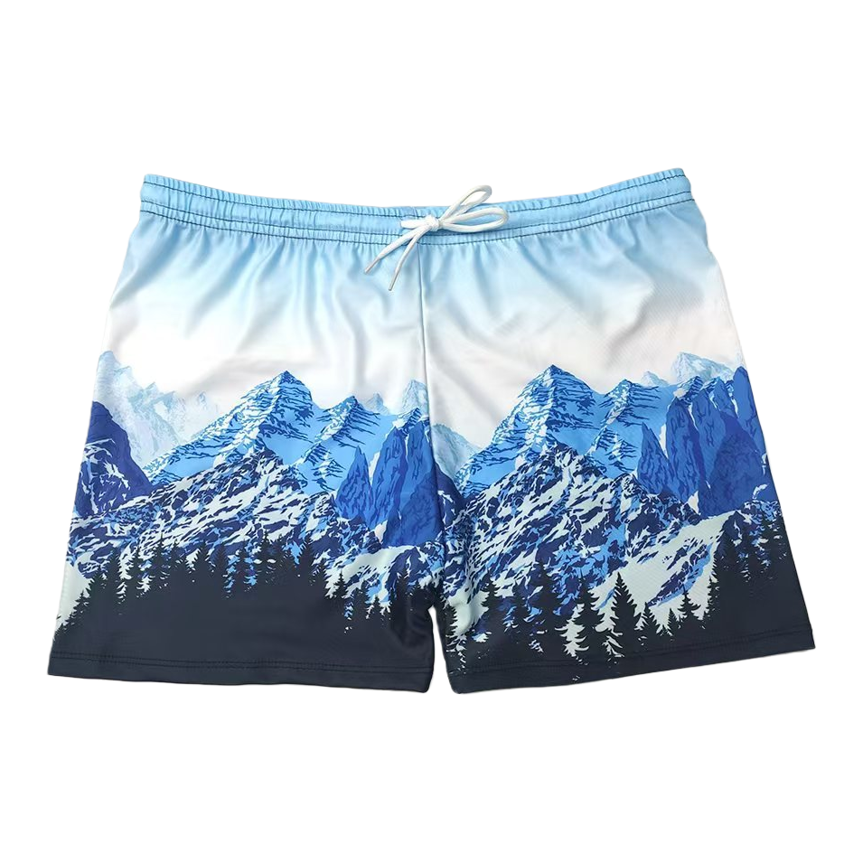 Azul nieve montaña bosque patrón pantalones casuales transpirable cómodo verano hombres pantalones deportivos de cinco puntos tendencia versátil Item Picture