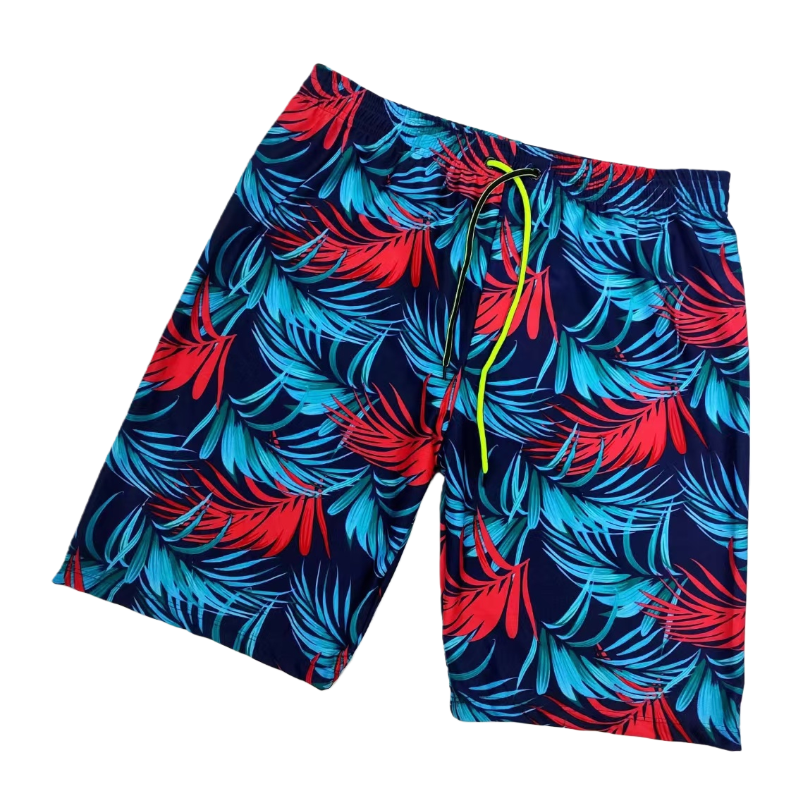 Fashionable casual shorts with tropical plant prints, loose summer men's trendy sporty capri pants in dark blue Item Picture