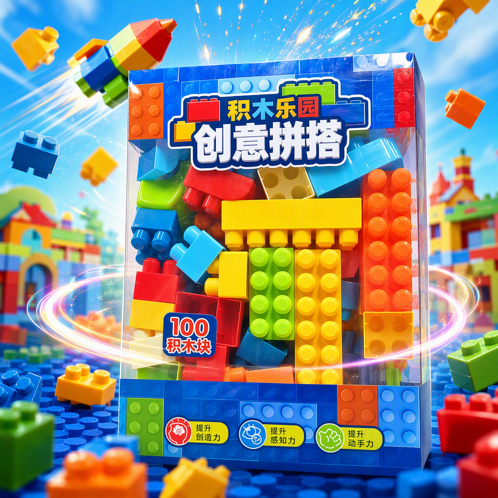 Niños granulares grandes bloques de construcción de plástico embalaje caja de color bebé early learning puzzle patchwork assembly toys
