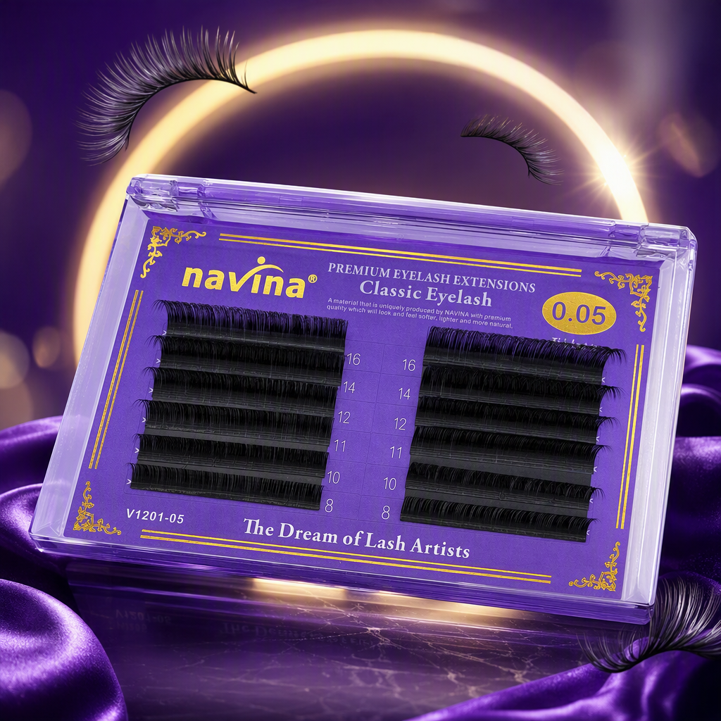 navina purple packaging pestañas falsas densas natural negro tufos supercilios tarjetas decoración moda maquillaje accesorios Specification image