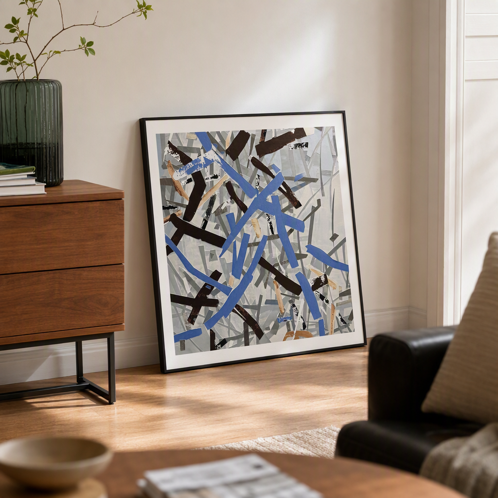 الرسم الفني هو الرسم التجريدي والأزرق الحديث details Picture