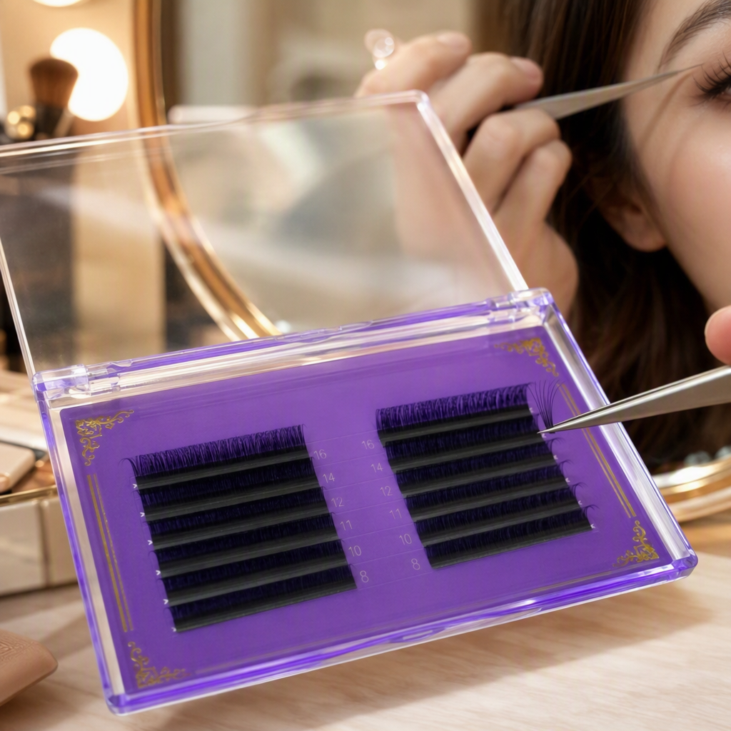 Clear purple pack extensiones de pestañas herramienta de belleza natural densa y duradera details Picture