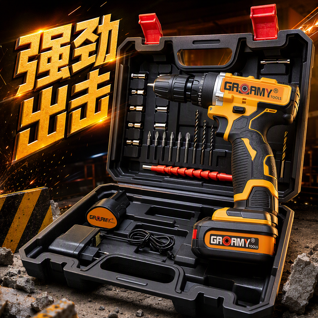 A complete set of multi-functional power tool sets for home maintenance, woodworking, grinding, drilling, and combination tool accessories