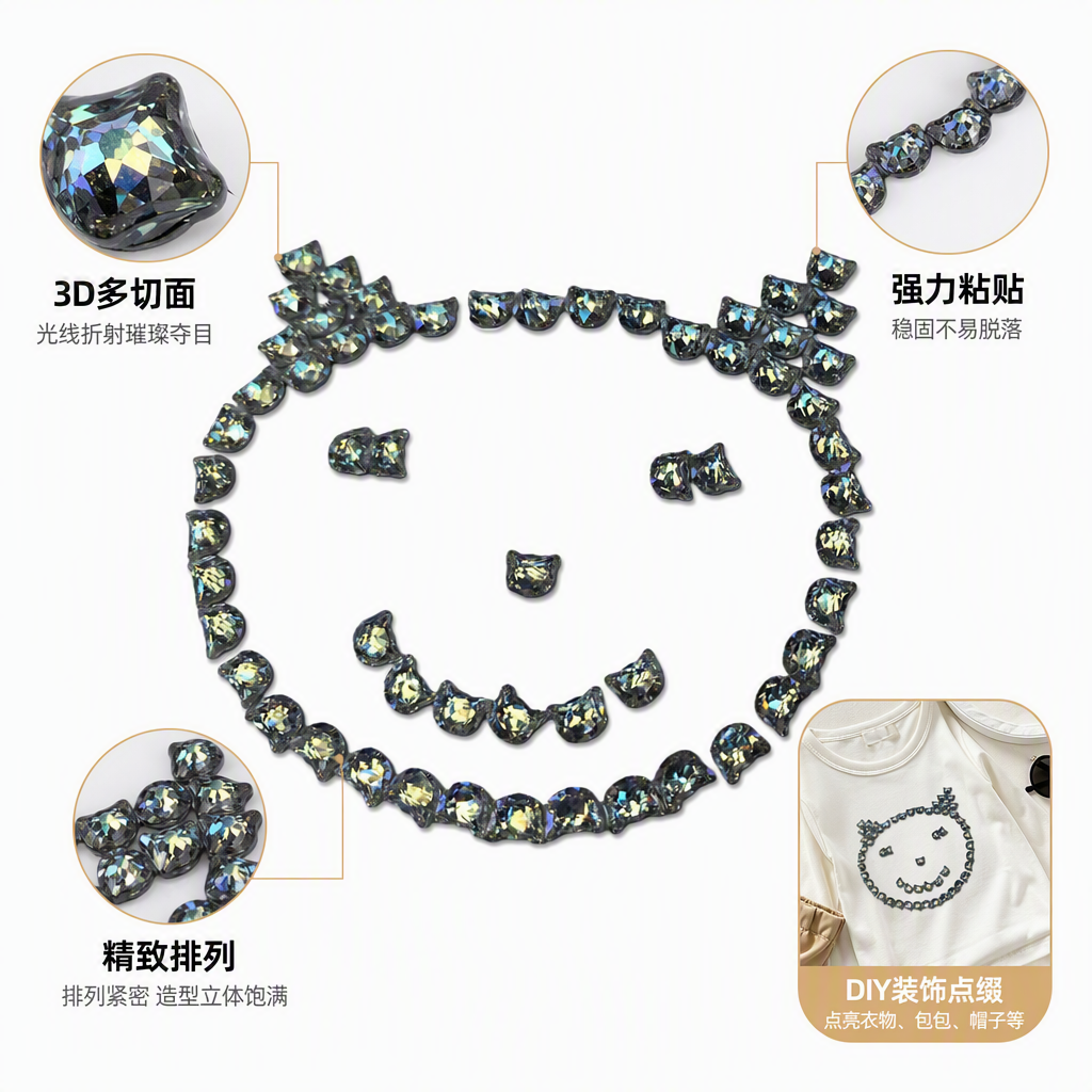 闪亮水钻猫耳造型饰品银色可爱萌趣百搭时尚潮流配饰