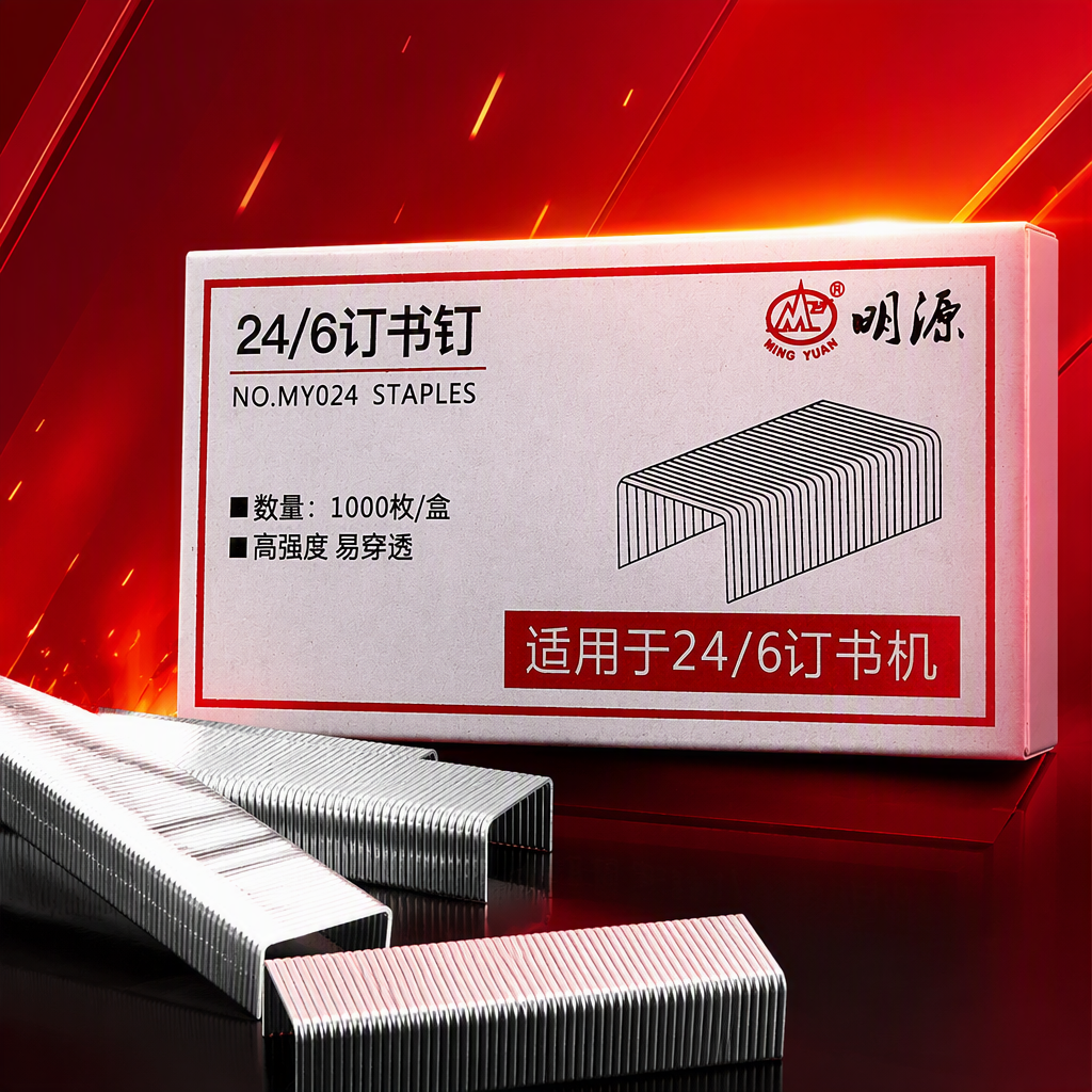 Mingyuan brand 24/6 staples packaging box, white background office stationery, full box Specification image