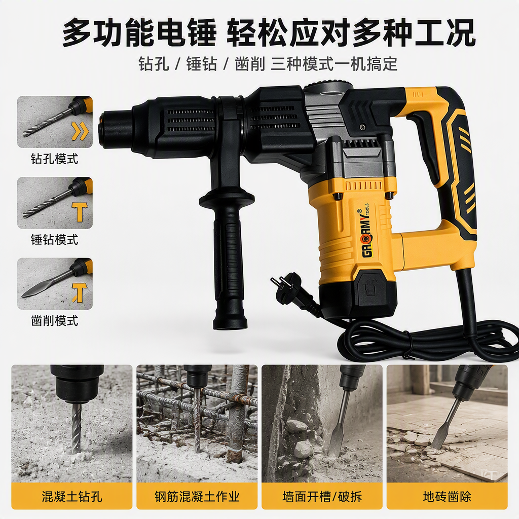 The multi-functional electric tool, electric hammer, portable impact drill, household and industrial electric impact machine is lightweight and durable details Picture