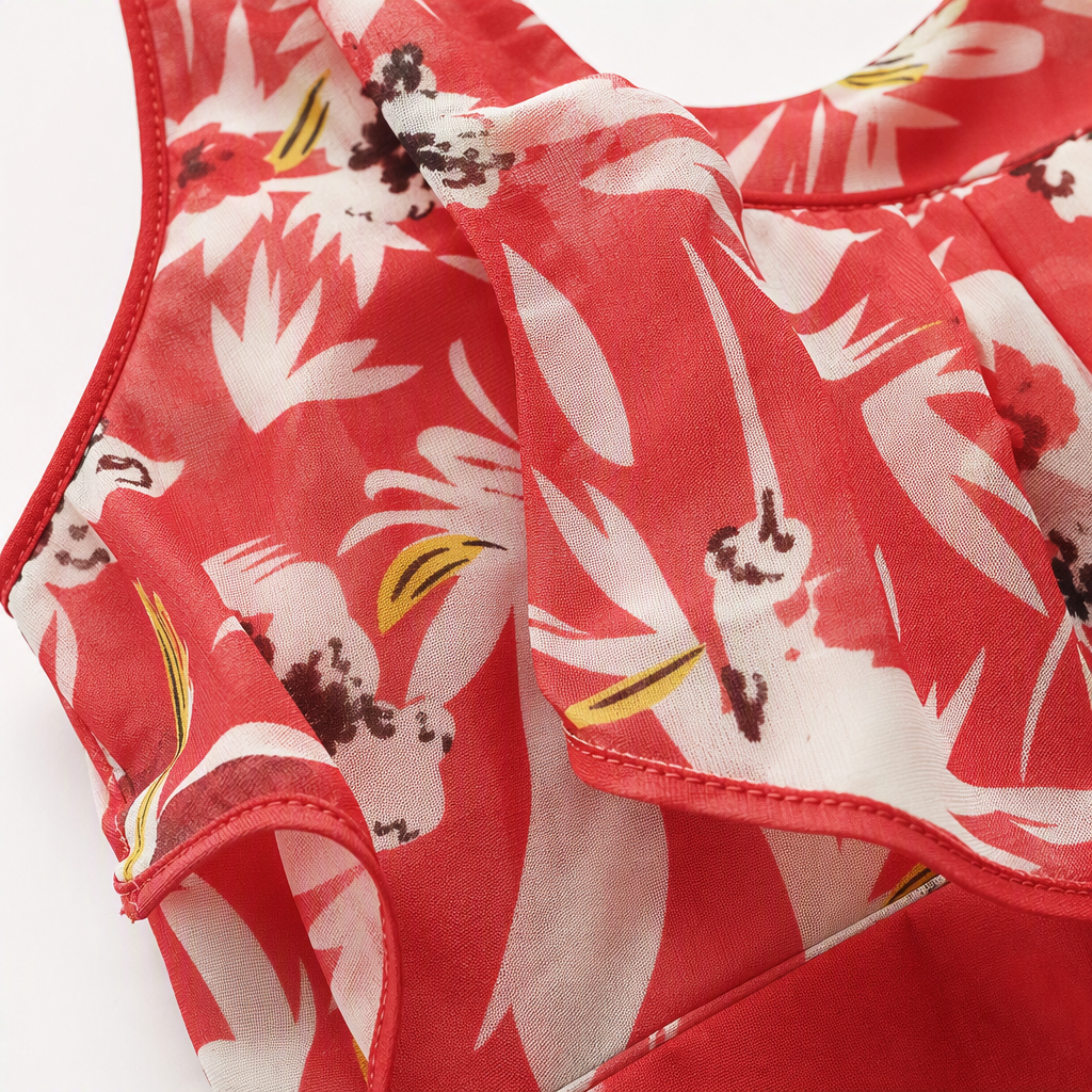 Moda elegante rojo floral patrón vestido largo temperamento slim verano nuevo vestido de mujer estilo de tendencia Application Scenario