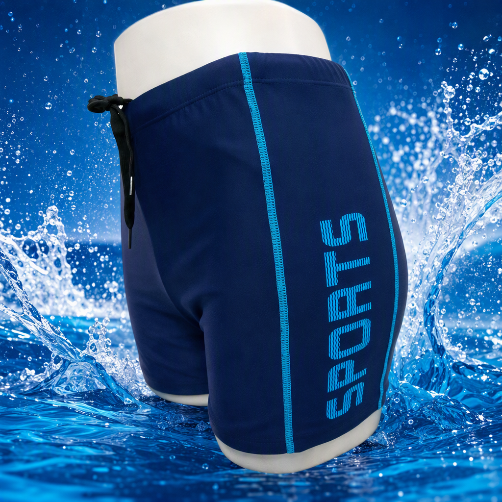 Pantalones cortos de deporte azul oscuro hombre casual transpirable lateral rayas azul claro palabras negro drawstring pantalones de deporte Specification image